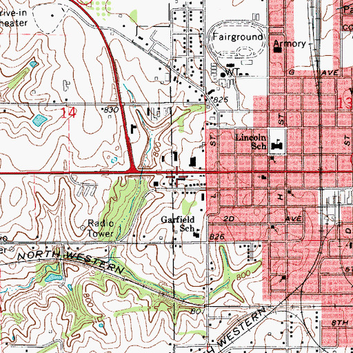 Topographic Map of Pleasant Park Estates, IA