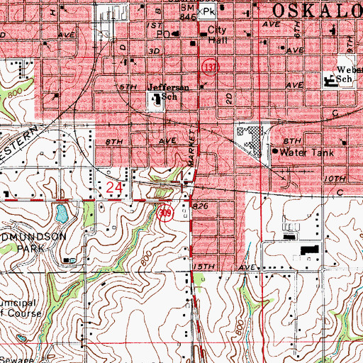 Topographic Map of Jehovahs Witnesses, IA