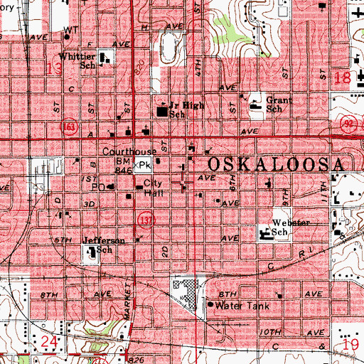 Topographic Map of Saint James Episcopal Church, IA