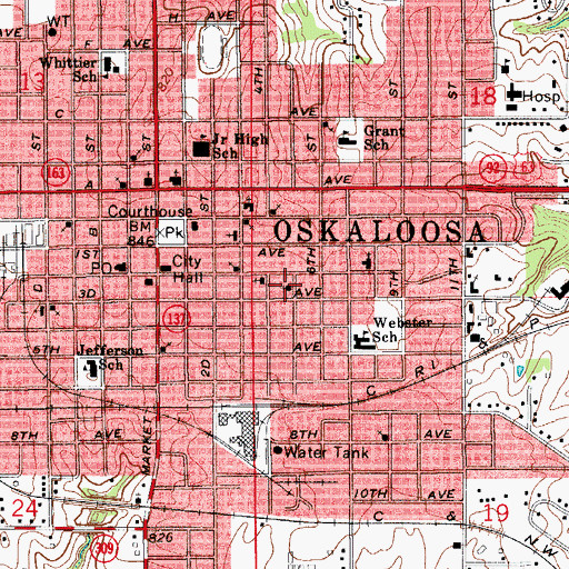 Topographic Map of Landmark Church of God, IA