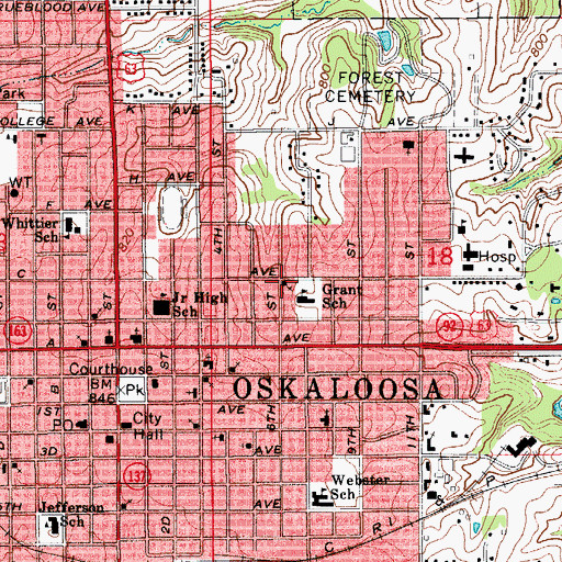Topographic Map of Reorganized Church of Jesus Christ of Latter Day Saints, IA
