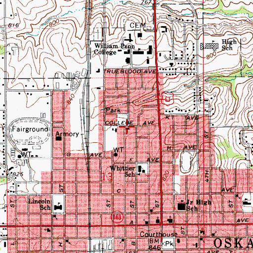 Topographic Map of College Avenue Friends Church, IA