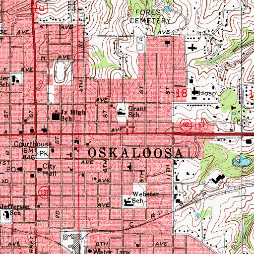 Topographic Map of Central Reformed Church, IA