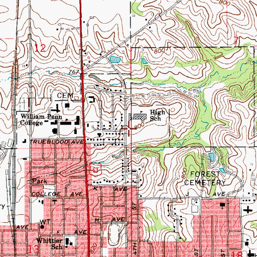 Topographic Map of George Daily Community Auditorium, IA