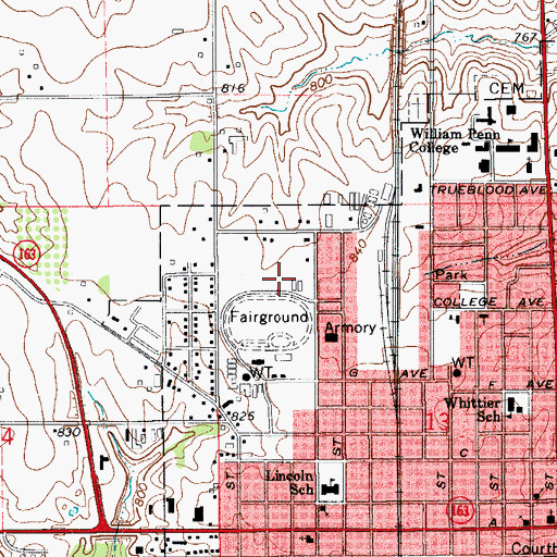 Topographic Map of Southern Iowa Fairgrounds, IA