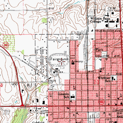 Topographic Map of Southern Iowa Speedway, IA