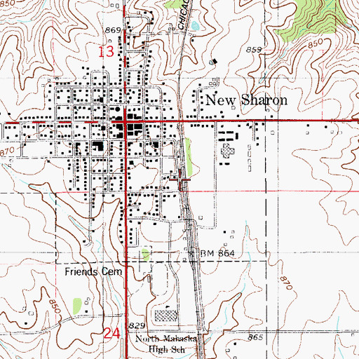 Topographic Map of New Sharon, IA