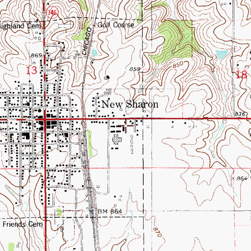 Topographic Map of New Sharon Memorial Clinic, IA