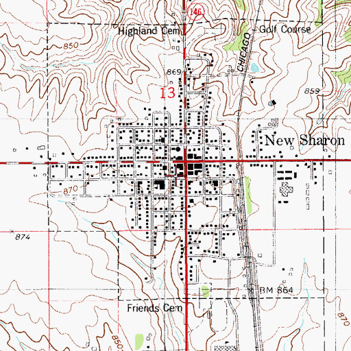 Topographic Map of New Sharon Library, IA