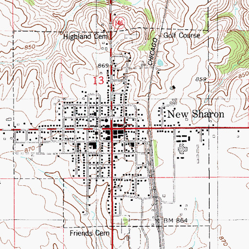 Topographic Map of New Sharon Fire and Rescue Association Department, IA