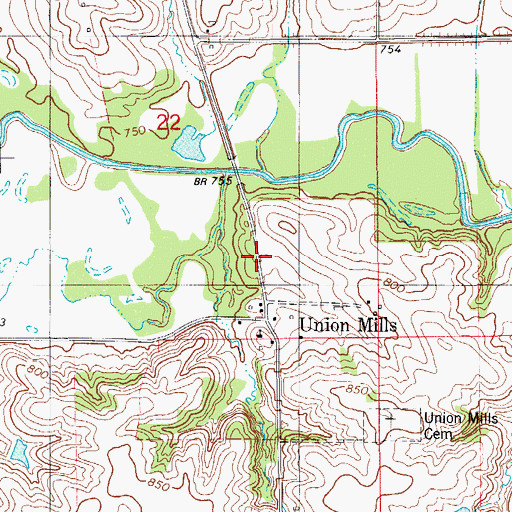 Topographic Map of Union Mills Christian Church, IA