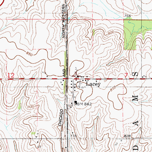 Topographic Map of Lacey United Methodist Church, IA
