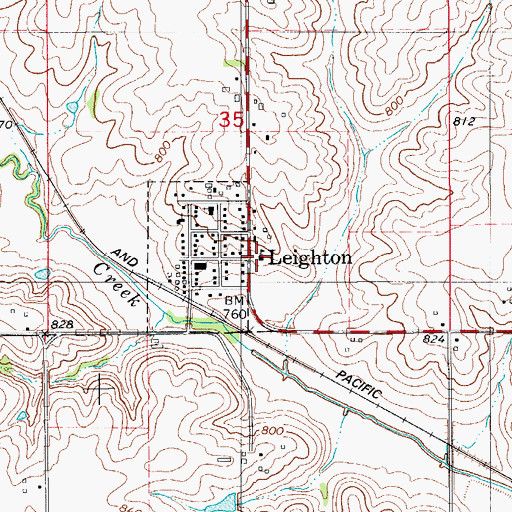 Topographic Map of Leighton Elementary School, IA