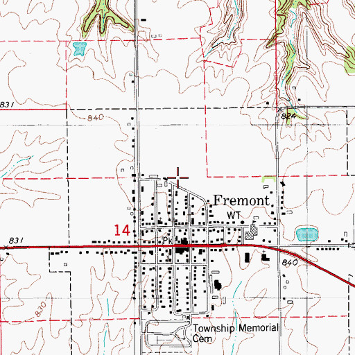 Topographic Map of Fremont Elevator, IA