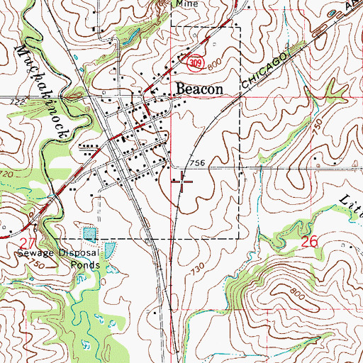 Topographic Map of Beacon, IA