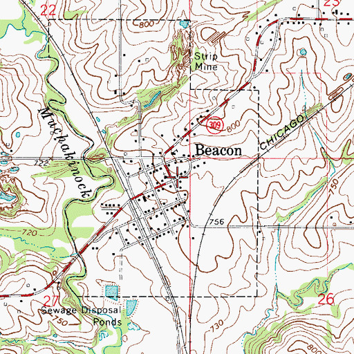 Topographic Map of Beacon United Methodist Church, IA