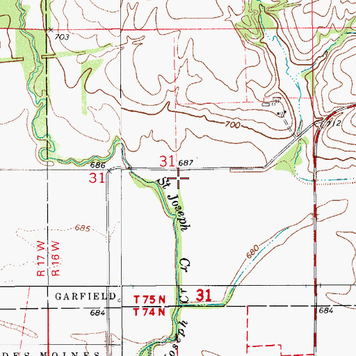 Topographic Map of De Long Cemetery, IA