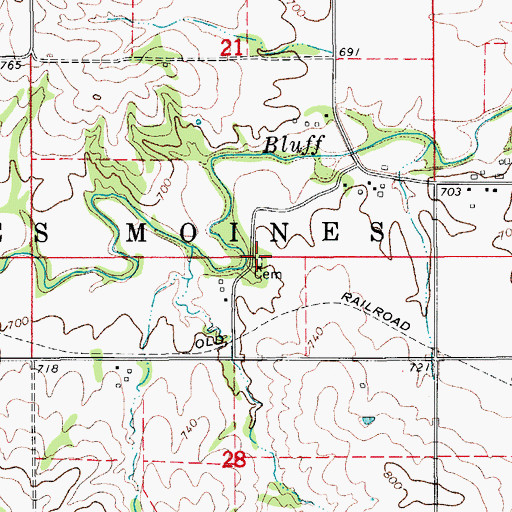 Topographic Map of Bluff Creek Cemetery, IA