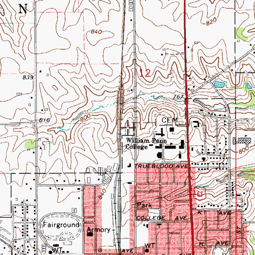 Topographic Map of Friends Cemetery, IA