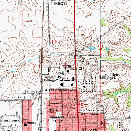 Topographic Map of Old Cemetery, IA