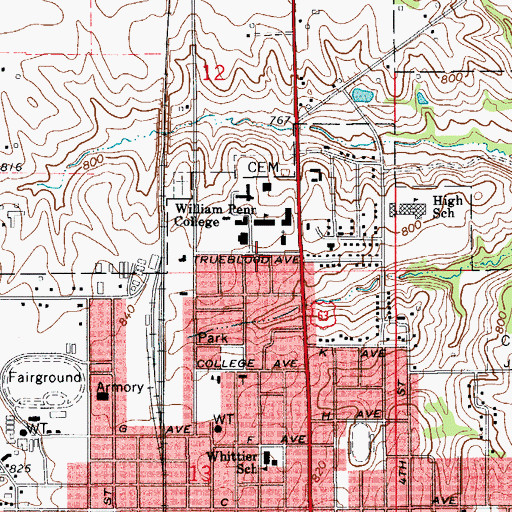Topographic Map of Wilcox Library, IA