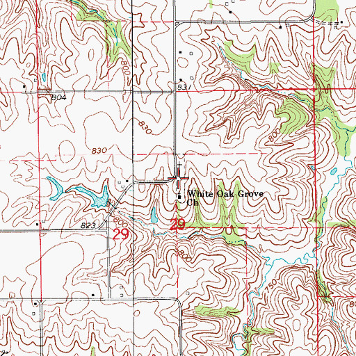 Topographic Map of White Oak Cemetery, IA