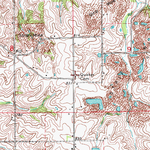 Topographic Map of Spring Creek Friends Cemetery, IA