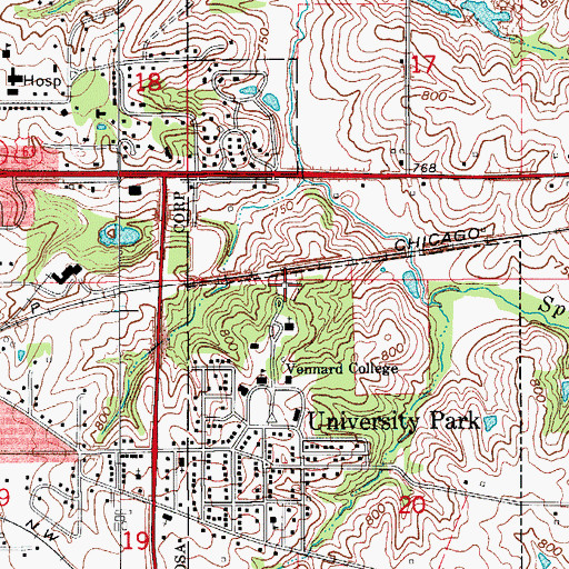 Topographic Map of University Park Cemetery, IA