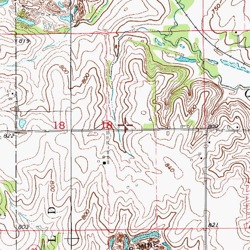Topographic Map of Evans Cemetery, IA