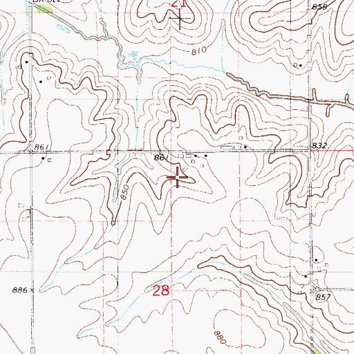 Topographic Map of Jackson Cemetery, IA