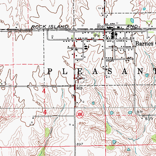 Topographic Map of Barnes City Cemetery, IA