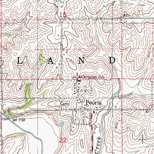 Topographic Map of Peoria Christian School, IA
