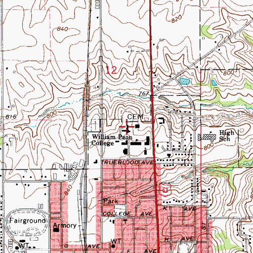 Topographic Map of Watson Hall, IA