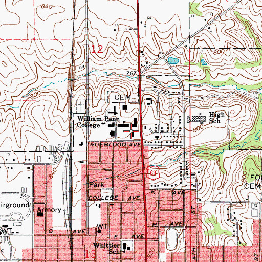 Topographic Map of Spencer Memorial Chapel, IA
