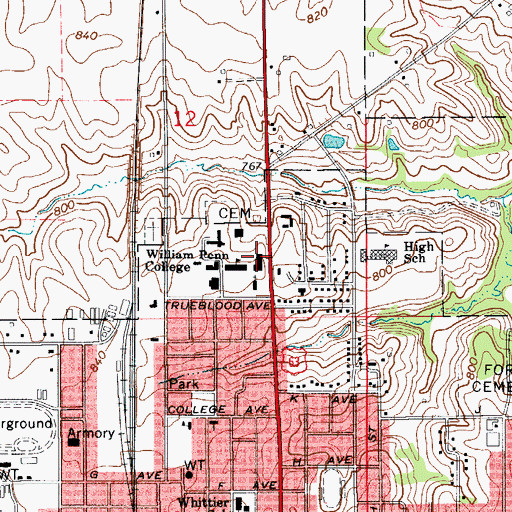 Topographic Map of Twin Townhouses, IA
