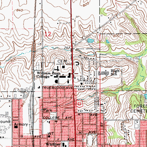 Topographic Map of McGrew Fine Arts Center, IA