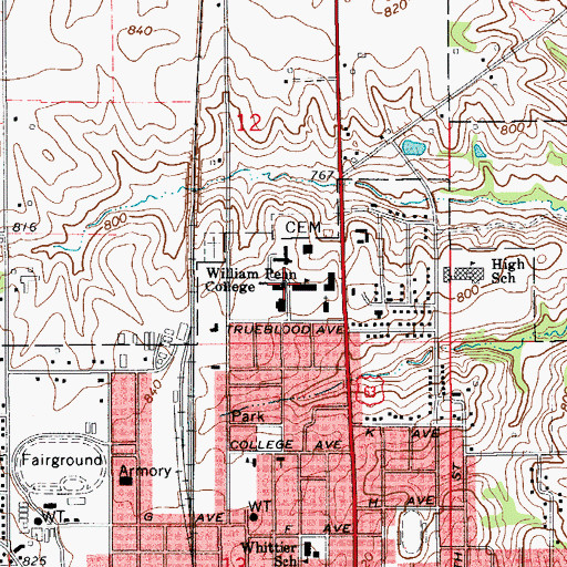 Topographic Map of Heating and Physical Plant, IA