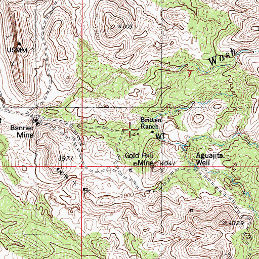 Topographic Map of Britten Ranch, AZ