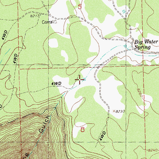 Topographic Map of Big Water Reservoir Number Thirteen, CO