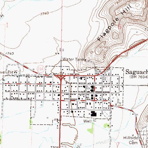 Topographic Map of Saguache District Ranger Office, CO