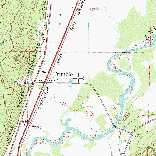 Topographic Map of Trimble Forest Service Facility, CO