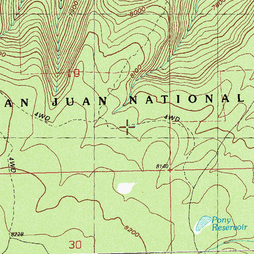 Topographic Map of Little Pony Reservoir, CO