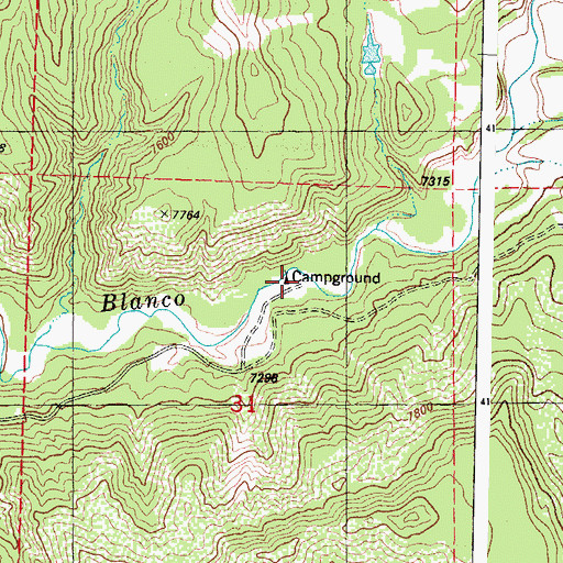 Topographic Map of Blanco River Campground, CO