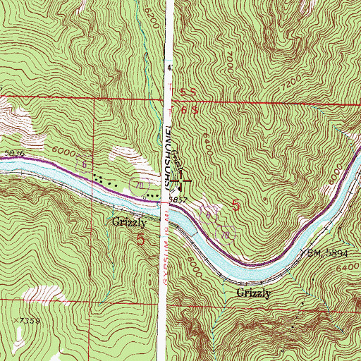 Topographic Map of Grizzly Creek Picnic Ground, CO