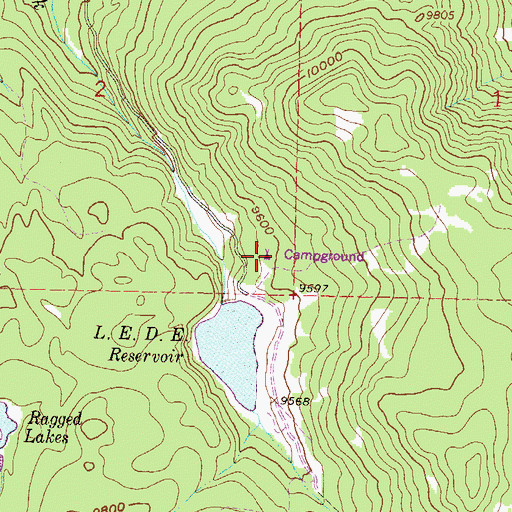 Topographic Map of LEDE Reservoir Campground, CO