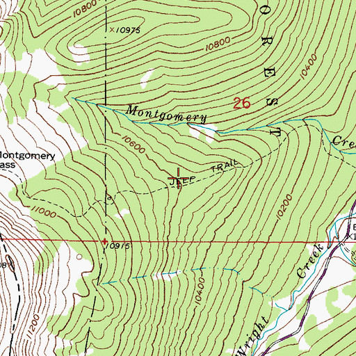 Topographic Map of Montgomery Pass Trail, CO