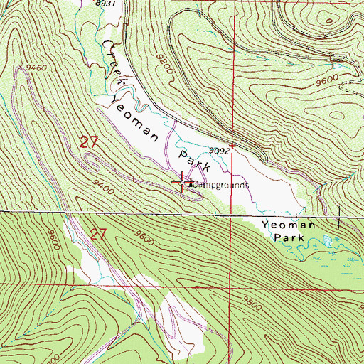 Topographic Map of Yeoman Park Campground, CO
