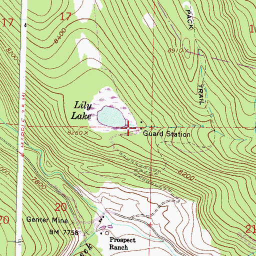 Topographic Map of Lily Lake Forest Service Facility, CO