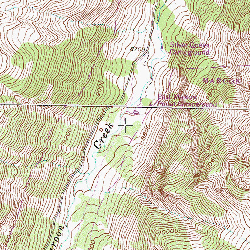 Topographic Map of West Maroon Portal Campground, CO