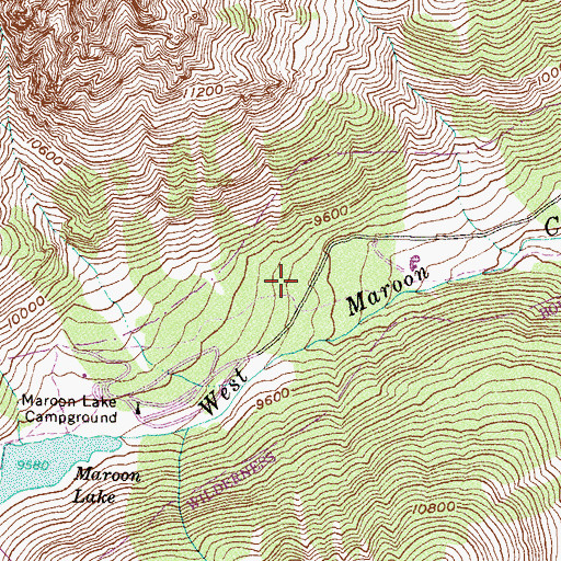 Topographic Map of East Maroon Portal Campground, CO